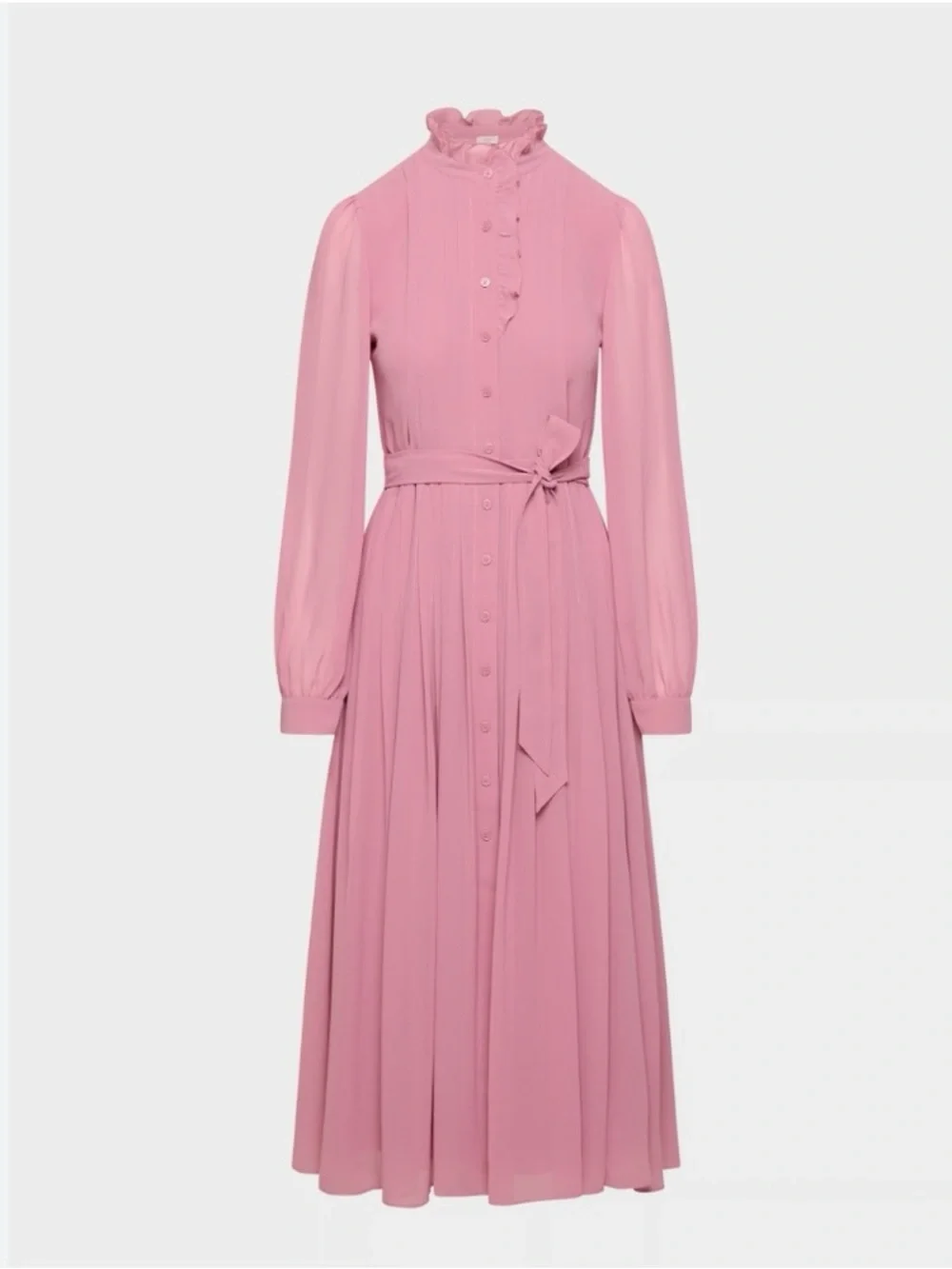 Aritzia Wilfred Salon Chiffon Button-up Maxi Shirt Dress Frozen Berry - Picture 4 of 10